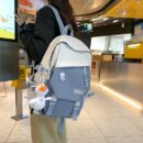 High School Student Large-capacity Color-block Backpack