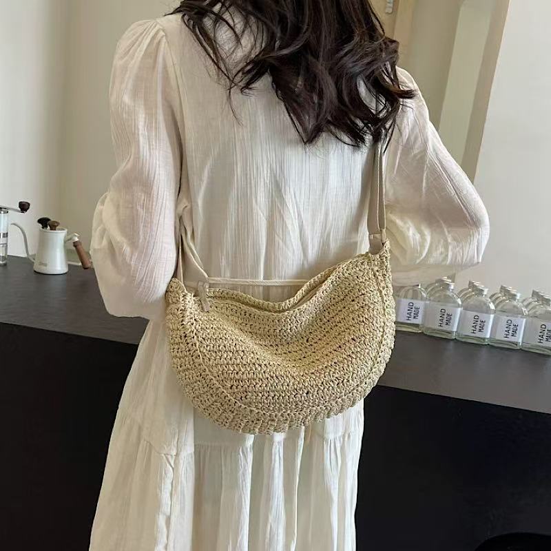 Handwoven Seaside Casual Getaway Relaxed Vibe Dumpling-style Woven Waist Bag - Image 3