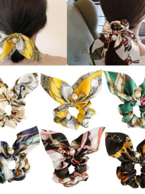 Pearl Pendant Large Intestine Ring Hair Band Women's Hair Knot Knotted Big Bow Hair Rope