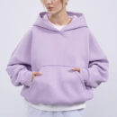 Womens Hooded Long-sleeve Cropped Pullover Hoodie With Pockets