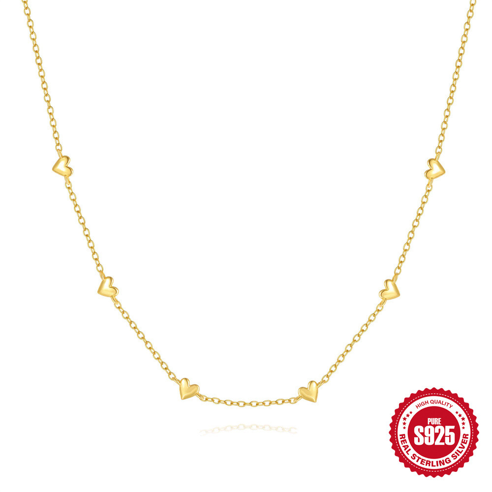S925 Sterling Silver Heart Layered Choker Necklace For Women - Image 5
