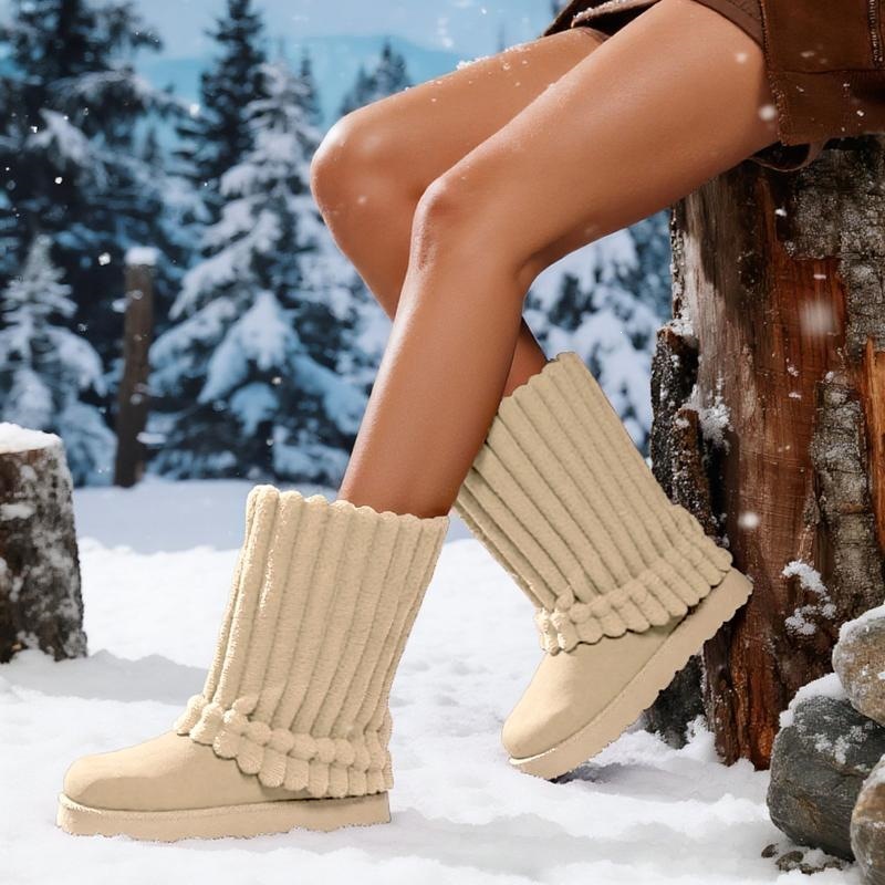Womens Solid-Color High-Top Plush Snow Boots - Image 6