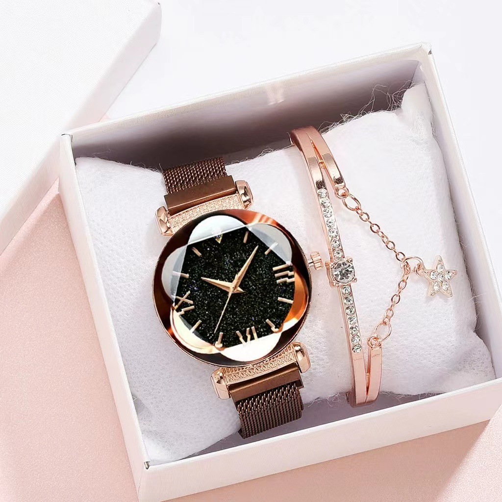 Magnetic-steel Starry Sky Roman-style Women's Watch With Versatile Milanese Strap