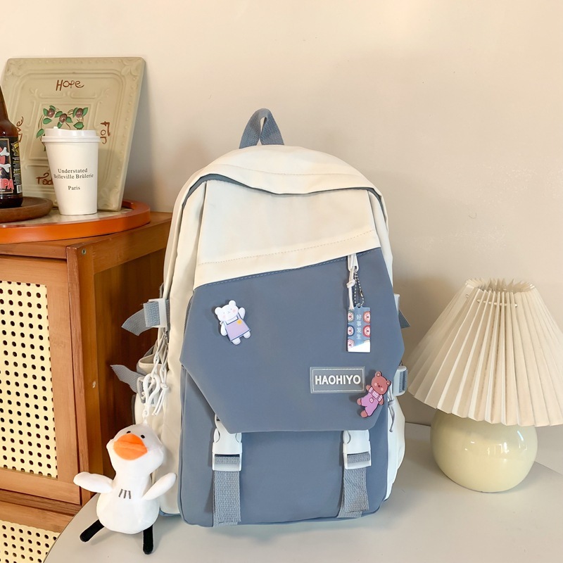 High School Student Large-capacity Color-block Backpack - Image 9