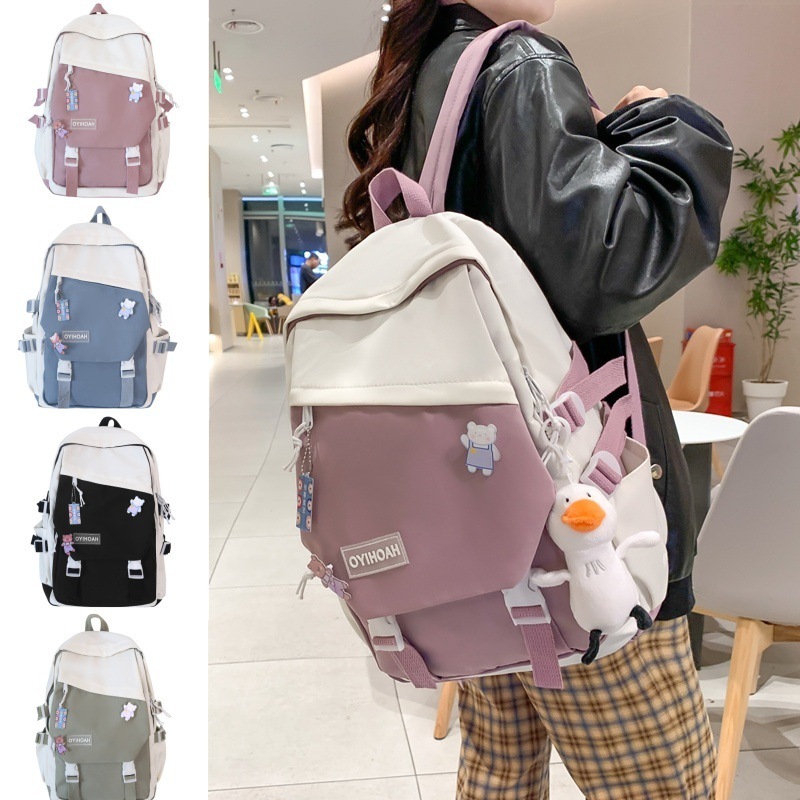 High School Student Large-capacity Color-block Backpack - Image 2