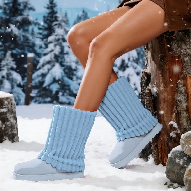 Womens Solid-Color High-Top Plush Snow Boots - Image 9