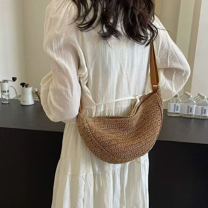 Handwoven Seaside Casual Getaway Relaxed Vibe Dumpling-style Woven Waist Bag - Image 7