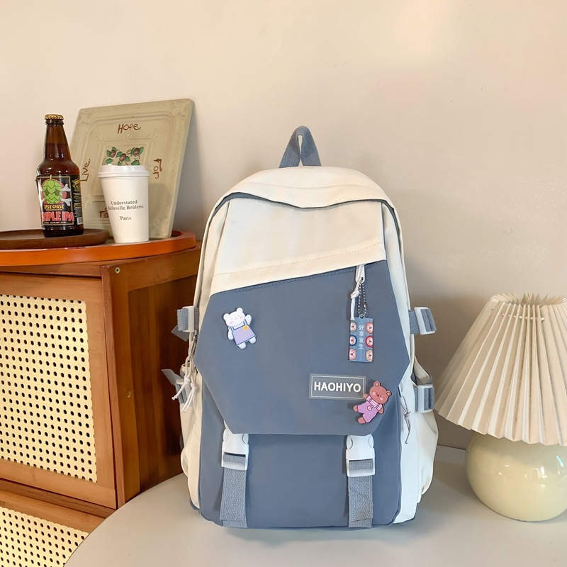High School Student Large-capacity Color-block Backpack - Image 6