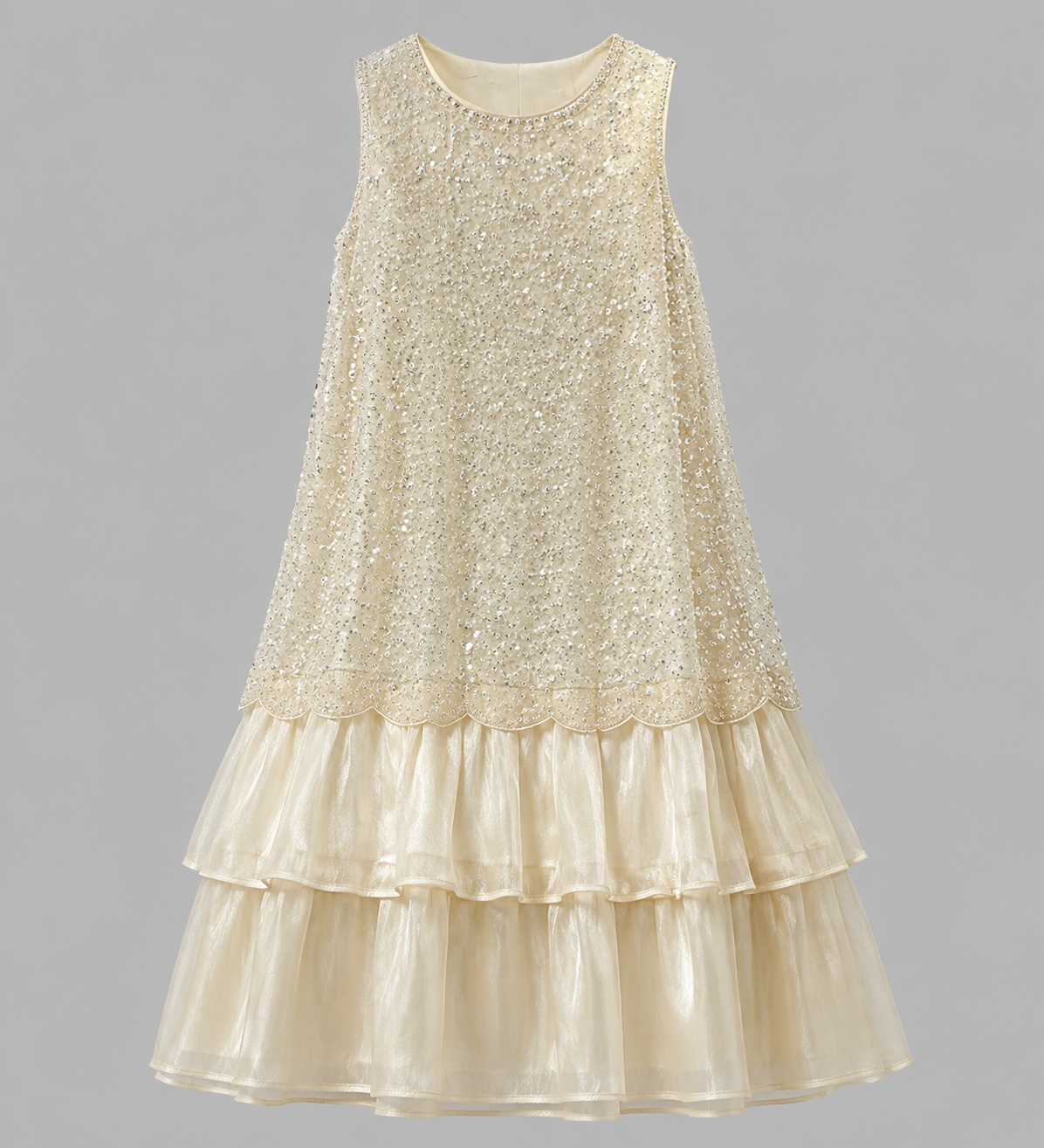 Sleeveless Beaded Layered Midi Dress - Image 3