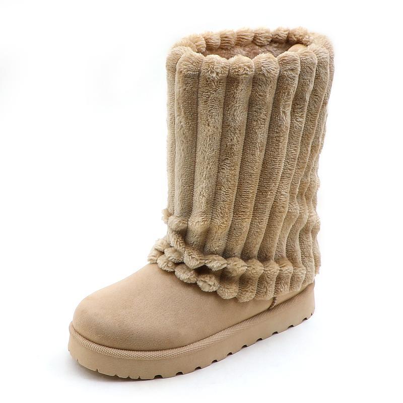 Womens Solid-Color High-Top Plush Snow Boots - Image 2