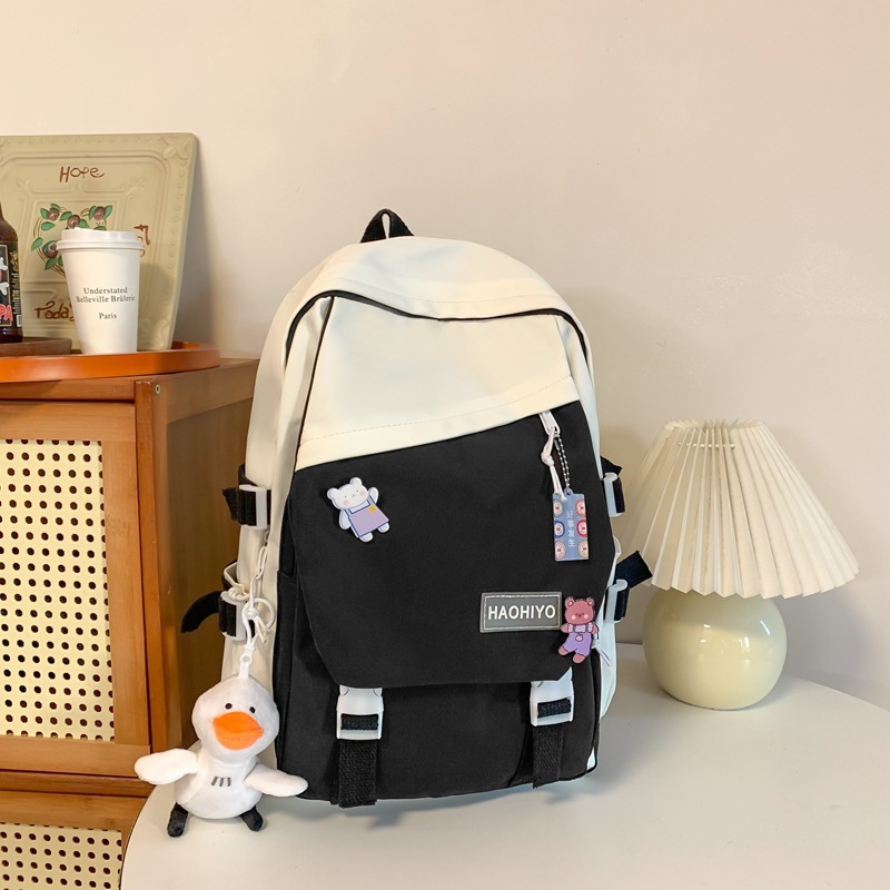 High School Student Large-capacity Color-block Backpack - Image 7