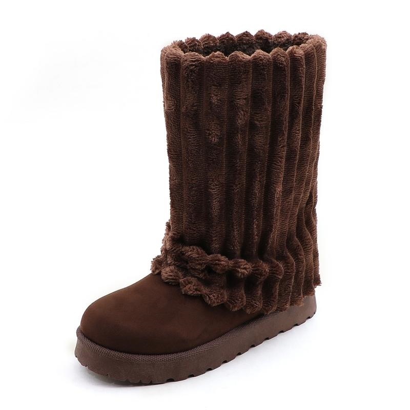 Womens Solid-Color High-Top Plush Snow Boots - Image 10