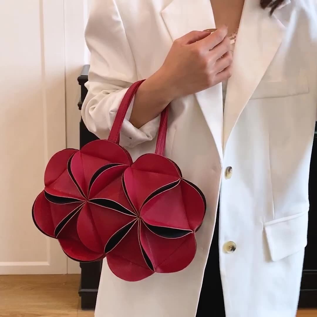 Womens Red Small Handbag Crossbody Or Shoulder Tote Style