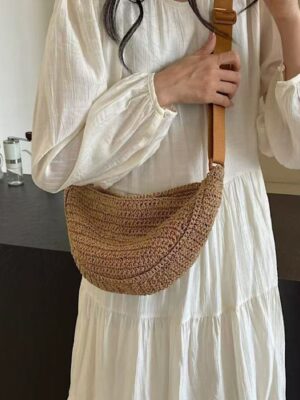 Handwoven Seaside Casual Getaway Relaxed Vibe Dumpling-style Woven Waist Bag