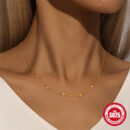 S925 Sterling Silver Heart Layered Choker Necklace For Women