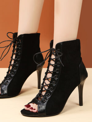 Womens Hollowed-out Velvet Stiletto Heels