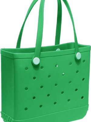 Beach Bag, Waterproof Beach Tote, Rubber XL 19x10x13 Inches Tote Bag, Washable And Durable Open Handbag For Boat Pool Sports Gym ----mint G