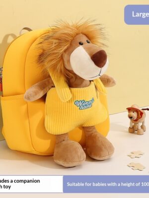 Children Aged 3-6, Elementary School Students, Backpack, Capibala Backpack, Kindergarten Lightweight Backpack, Medium Class Plush Lion Size And Doll  Suitable For 100-140cm Babies