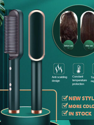 New 2 In 1 Hair Straightener Hot Comb Negative Ion Curling Tong Dual-purpose Electric Hair Brush
