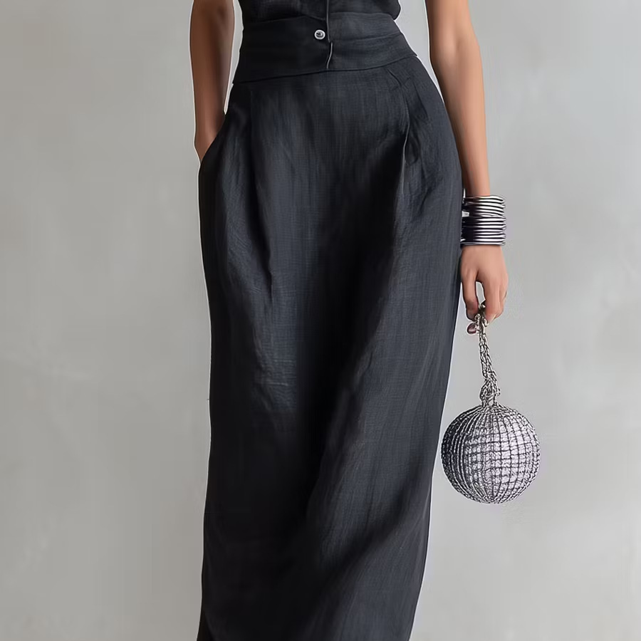 Elegant V-neck Sleeveless Fashion Long Dress - Image 5