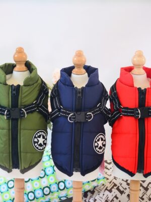 Waterproof Dog Clothes Winter Dog Coat With Harness Warm Pet Clothing Big Dog Jacket Chihuahua Labrador Coat Costume