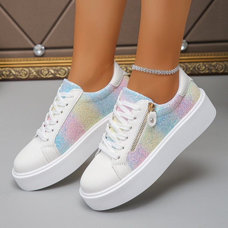 Shiny Sequin Women's Sneakers - Lightweight Casual Sports Shoes for Outdoor Travel and Daily Wear - Image 4