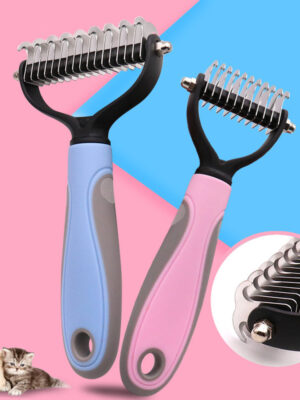 Stainless Double-sided Pet Brush Hair Removal Comb Grooming Dematting Dog Grooming Shedding Tools
