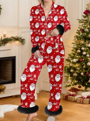 Women's Christmas 3D-printed Long-sleeve Pajama Set
