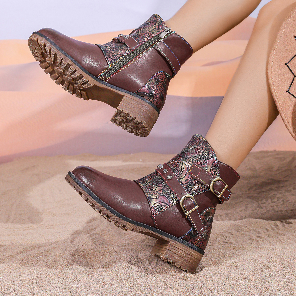 Fashionable Western Boots With Print For Women - Image 4