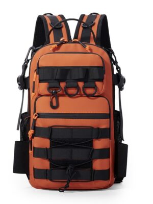 New Outdoor Lure Backpack - Multifunctional Single & Double Shoulder Fishing Gear Bag Camouflage Lightweight Handheld Fishing Equipment Storage Bag - Orange