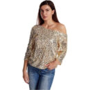 Loose-fitting Sequined One-shoulder Casual Short-sleeve Top