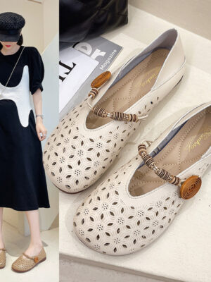 Women's Mesh-cutout Soft Leather Loafers