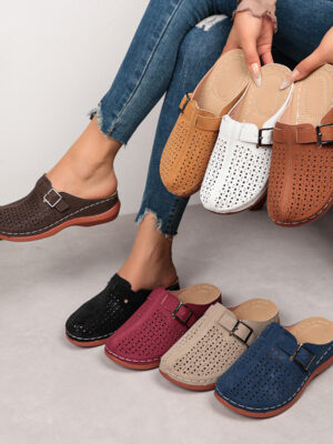 Ultra-light, Hollowed-out Closed-toe Elastic Slippers For Women