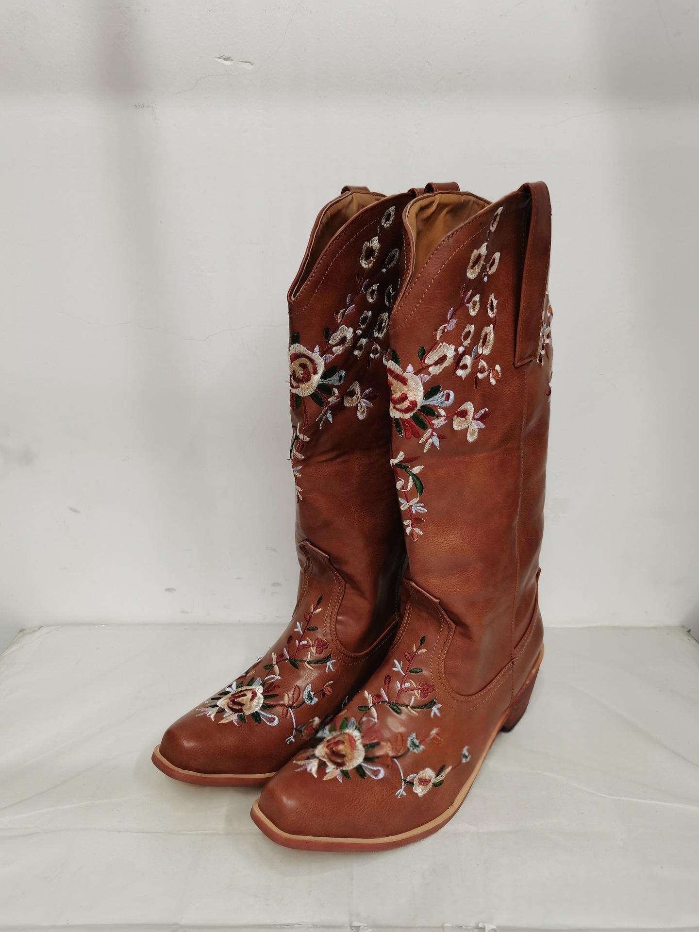Retro Boots Embroidered Western Cowboy Bohemian - Image 3