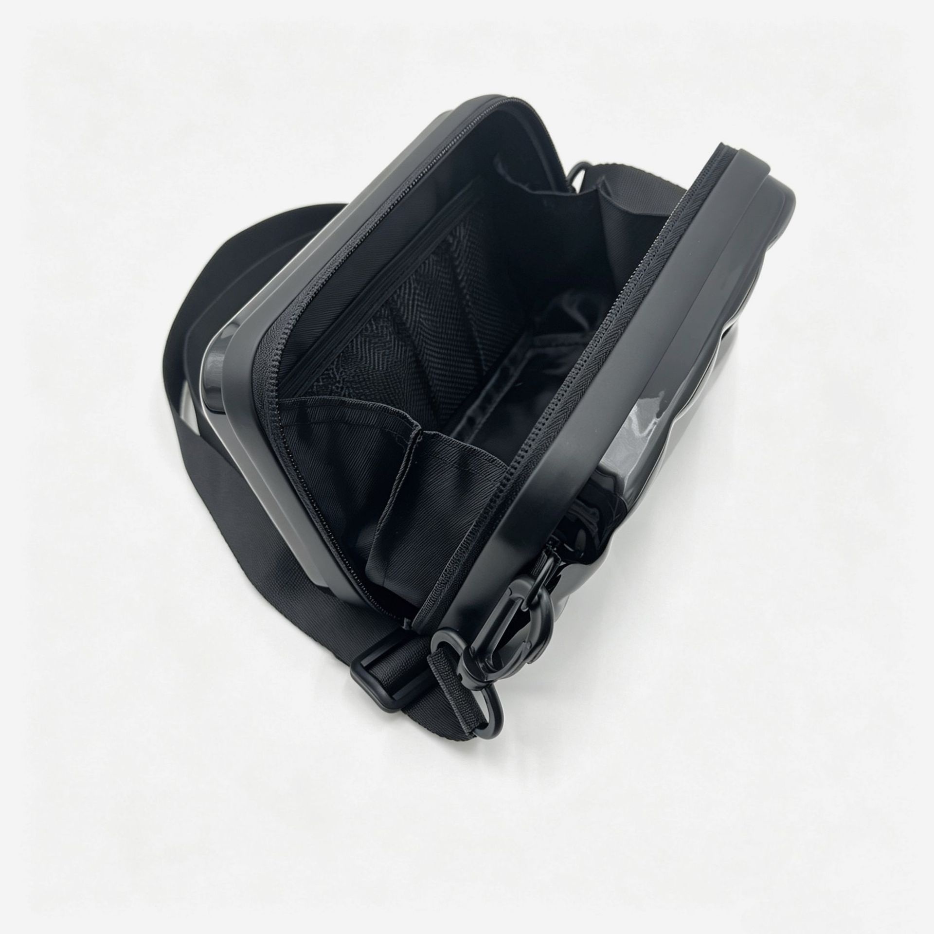 Hard Shell 7-inch Transparent Makeup Bag With High Aesthetics Instagram Style Crossbody Bag, Large Capacity Waterproof Toileting Bag, Crossbody Bag 7-inch High-end Standard Leather Terms - Black - Image 5