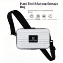 7 Inch Clear Hard Shell Wash Bag With Crossbody Strap, Large Capacity Waterproof Toiletry Bag, Structured Makeup Case For Travel - White Clear
