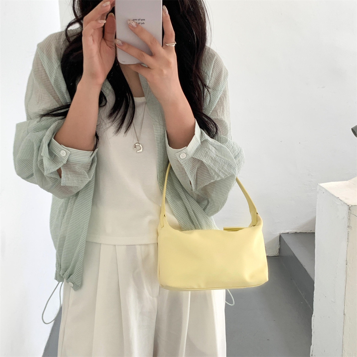 Nylon Fabric Minimalist Instagram-style Small Square Shoulder Bag - Image 5