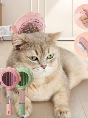 2 In 1 Self Cleaning Dog Brush Comb With Spray Pets Grooming Hair Remover Combs Brush Floating Hair Pet Grooming Brush Pet Products