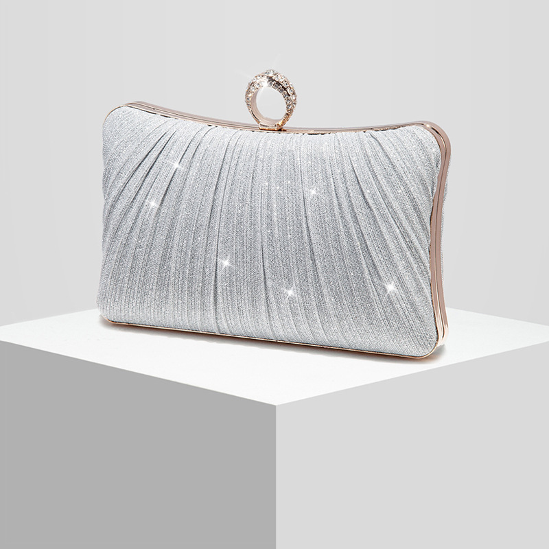 New Women's Large Pillow-style Evening Bag With Diamond-studded Pleats - Image 3