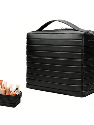 Foldable Standing Makeup Bag With Large Capacity And Multiple Compartments, Portable Toiletry Bag, Travel Skincare Products, Cosmetics Storage Bag
