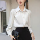 French-style Elegant White Womens Blouse