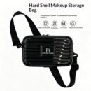 Hard Shell 7-inch Transparent Makeup Bag With High Aesthetics Instagram Style Crossbody Bag, Large Capacity Waterproof Toileting Bag, Crossbody Bag 7-inch High-end Standard Leather Terms - Black