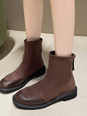 British-style Square-toe Boots For Women